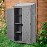 Outdoor Storage Cabinet Metal Top,Garden Storage Shed,Outdoor 68 Inches Wood Tall Shed for Yard 51674393