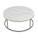 ZUN ACME Zaidee Coffee Table, Natural Marble Top & Nickel Finish LV02795