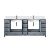 Dark Grey Double Bath Vanity 84 in. W x 22 in. D, White Quartz Top, and Faucet Set B2731P259153