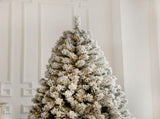 7 FT Pre-lit Snow Flocked Christmas Tree, Artificial Hinged Xmas Pine Tree with 1000 Branch Tips, 95387815