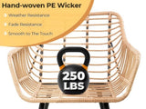 5 Piece Patio Bistro Set with Ottoman, Outdoor Wicker Apartment Balcony Furniture Sets, Rattan Table T2712P305912