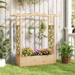 ZUN Wooden Raised Garden Bed Planter Box with Hanging Roof 62543826