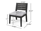 Outdoor Acacia Wood Armless Dining Chair with Cushions , Sandblasted Dark Light 60320.00SDGRY