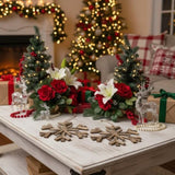 2PCS Set 17.7" Christmas Tree Decorations Large Wood Snowflake Ornaments Rustic Wall Art for Holiday 95566499