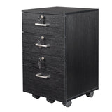 Black Wood Grain Density Board Three Drawers Wooden Filing Cabinet 04676265