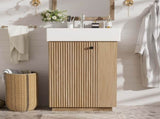 21.6" bathroom vanity with ceramic sink, freestanding modern left door wood grain cabinet with open N729P285504N
