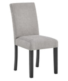 4pc Contemporary Parson Style Chairs Black Frame Upholstered Padded Soft Textured Gray Fabric Wooden B011P243251