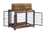 ZUN Furniture Dog Cage Crate with Double Doors, Rustic Brown, 38.58'' W x 25.2'' D x 27.17'' H W116291738