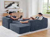 114" Cloud Sectional Couch with L-Shape Chaise, Modular Sofa with Movable Ottoman, Upholstered W1117P371652