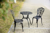 ZUN Best Choice Products 3-Piece Outdoor Rust-Resistant Cast Aluminum Patio Bistro Set Black W640P250968