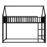 Twin size House Floor Bed with Detachable Slats, Versatile Metal House bed with Guardrails, W1580P324213