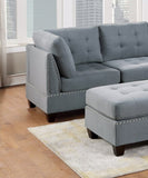 Living Room Furniture Tufted Corner Wedge Grey Linen Like Fabric 1pc Cushion Nail heads Wedge Sofa B011119654