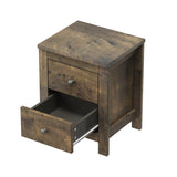 Farmhouse Wooden Nightstand Set of 2 with Retro Design, Wood Side Table with Storage Cabinet for N733P180456D