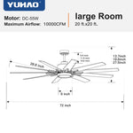 ZUN 72 in.Integarted LED Large Black Double Finish Ceiling Fan with Remote Control W1367P187092