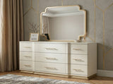 Lexington Modern Bedroom Mirror in Beige with Sculpted Frame and Gold Accents B009P450612