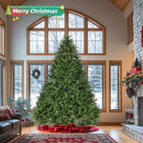 ZUN 9ft Artificial Christmas Tree, Premium Unlit Full Tree with 3655 Branch Tips, Metal Stand, 71829794