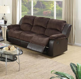 Motion Sofa 1pc Living Room Furniture Chocolate Padded Suede w. Faux Leather Plush Cushion 3-Seat B011P205234