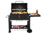Charcoal Grill with Foldable Side Table and Wheels, Heavy-duty BBQ Grill for Outdoor Picnics Patio 52462179
