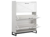 Barn door three-drawer cabinet with top panel shoe cabinet particleboard 80*24*145cm distressed 75533546