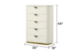 ZUN La Pierre Modern Style 5-Drawer Chest Made with Wood, Open Top Mirror and Gold Accents in Beige B009P270816