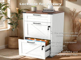 () Barn Door 3-Drawer P2 Particleboard Melamine-Faced Wooden Filing Cabinet 10192026