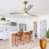 Indoor 52 Inch Ceiling Fan With Dimmable Led Light 6 Speed Remote Gold 3 Wood Blade Reversible DC W934P145947