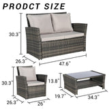 4 Pieces Outdoor Patio Furniture Sets Garden Rattan Chair Wicker Set, Poolside Lawn Chairs with W874P266298