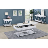 ZUN Contemporary Style White 1pc Sofa Table High Gloss Finish Chrome Frame Console Table Gorgeous Living B011P207456