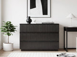 Handleless Grille-Finished 3-Drawer Bedside Table P2 Particleboard MDF & Melamine Veneer 57853983
