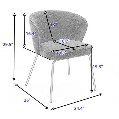 ZUN 042-Set of 2 Boucle Fabric Dining Chairs With Black Metal Legs,Ginger 87539964