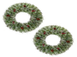 2 Pack 24in Pre-lit Christmas Wreath, Lighted Artificial Xmas Wreath with 100 Warm Lights and 150 22537616