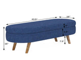 Ottoman Oval Storage Bench,Rubber Wood Legs,BLUE W487P220594
