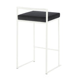 Fuji Contemporary Stackable Counter Stool in White with Black Velvet Cushion by LumiSource - Set of B202P221935