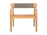 CREATIVE BRAIDED ACACIA WOOD OUTDOOR DINING CHAIRS WITH ARMRESTS, SUITABLE FOR OUTDOOR DINING AND N770P269704G