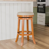 ZUN 30" Bar Stool, Natural Finish, Beige Fabric Seat B04660659