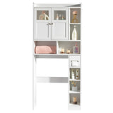 ZUN Double-Door Bathroom Cabinet with 2, Adjustable Panels, 1 Drawer and 3 Side Shelves, White 23726819