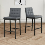 ZUN Modern design High stool Metal legs Kitchen Restaurant Gray pu bar chair, black spray painted chair W210P179753