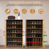 6-Tier Shoe Cabinet with Bamboo Shoe Rack Freestanding Shoe Organizer with 2 Hollow Doors and 57089527