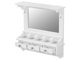Floating Makeup Vanity with Big Mirror, Wall-Mounted Storage Vanity with Drawers, Pockets & Hooks, 80169179