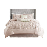7 Piece Tufted Comforter Set Blush Full B03597145