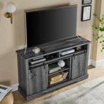 ZUN TV Stand for 65 Inch TV, Entertainment Center with Storage Cabinets and Sliding Barn Door, Mid W1781P268266