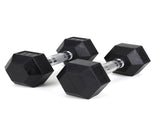 15LB HDRS Rubber Coated Solid Cast Iron Dumbbell with Contoured Chrome Handle, Hexagon 48676045