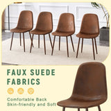 Set of 4 Suede Backrest and Walnut Color Transfer Legs Chairs - Adding a touch of elegance to W3226P279070
