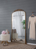 76" x 40" Lavish Full Length Mirror, Antique Gold Metal Floor Mirror for Living Room, Bedroom W2078124335