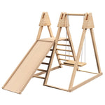 ZUN 4-in-1 Indoor Play Gym - Jungle Gym Playset with Baby Swing, Slide, Ladder, and Climbing Wall 30433659