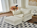 55" Oversized Chaise Lounge Chair Indoor with Ottoman and Storage , Comfy Corduroy Single Sofa, W3373P328962