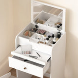 Small Vanity Desk with Mirror - White Makeup Vanitys Set Make up Table with Chair, Drawers, Mini 04096982