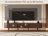 70 Inch Mid Century Modern TV Stand, TV Stand for 80 Inch TV, TV Stand with Tambour Doors, Drawers N710P339446P