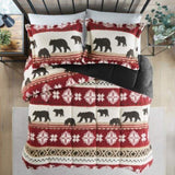 Full/Queen Print Sherpa Comforter Set B035100527