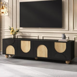 Farmhouse TV Stand with Cable Holes for TVs up to 75", Cream Style Media Console with Rebound N721P288695B